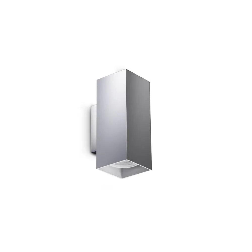 Netlighting Look 15cm Square Up & Down Wall Lamp Chrome 2x GU10 in Silver