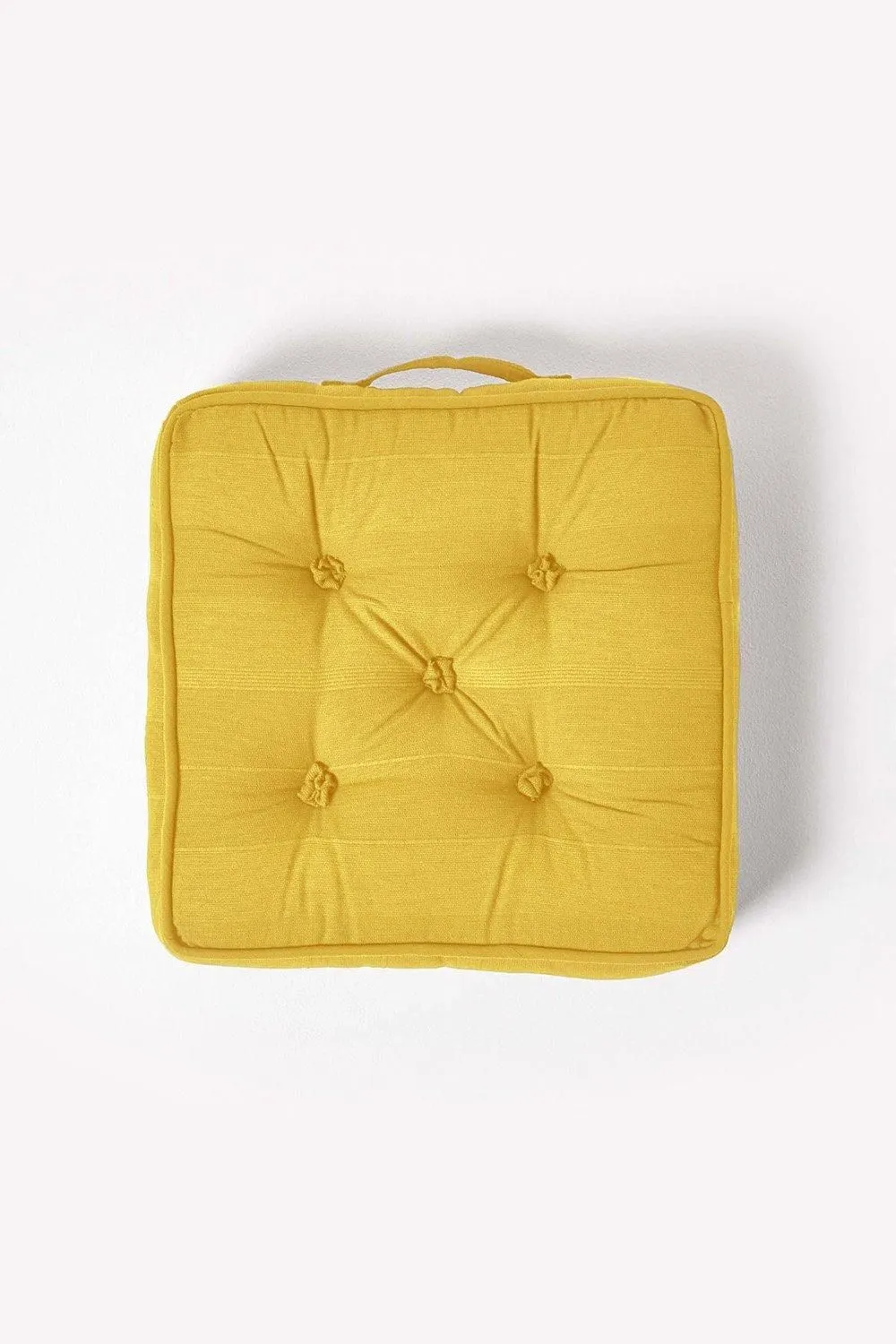 Homescapes Rajput Ribbed Cotton Floor Cushion in Yellow 3