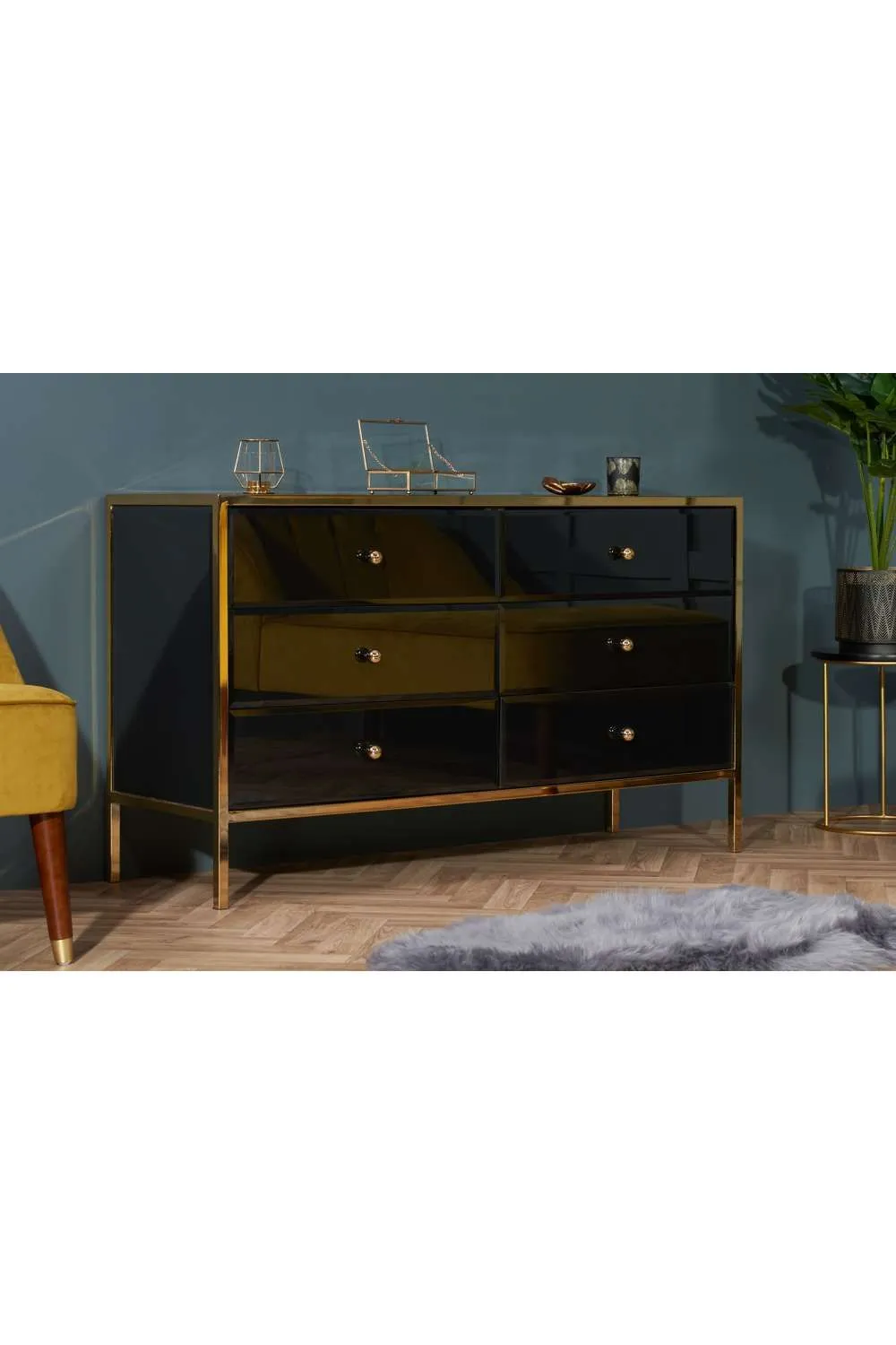 Birlea Fenwick 6 Drawer Chest Black & Gold 2