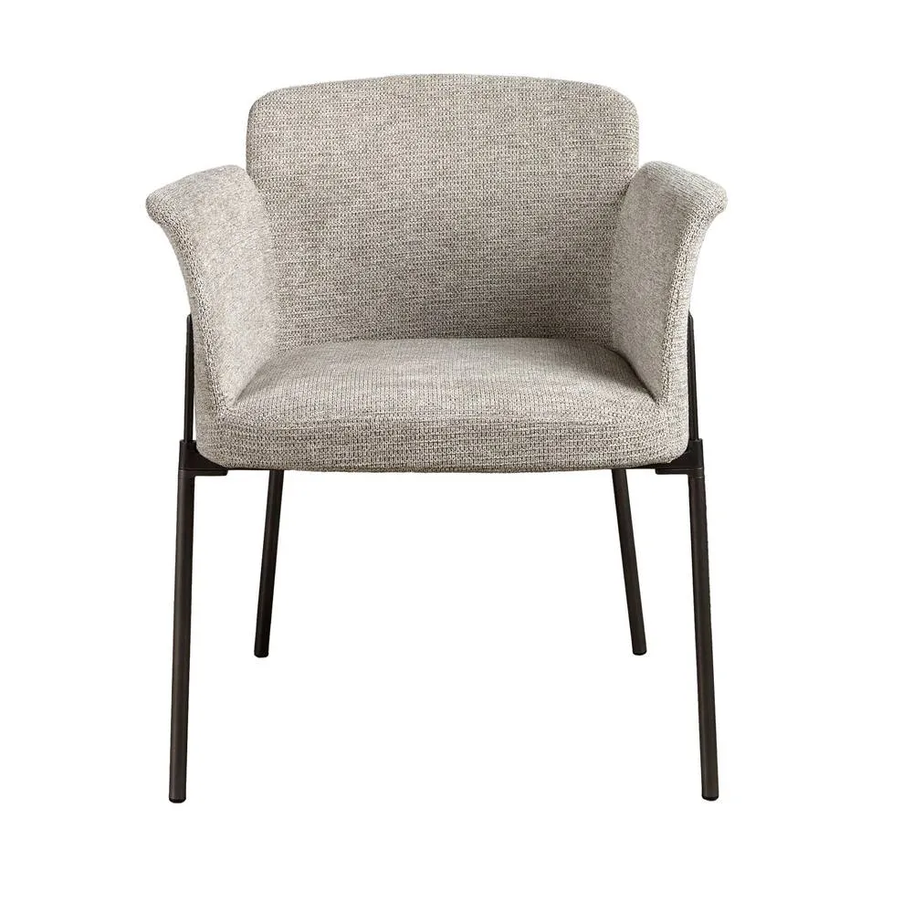 Angel Cerda Grey Fabric Dining Chair Stainless Steel Legs 2