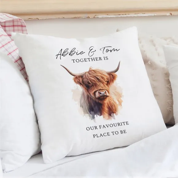 Personalised Highland Cow Cushion 3