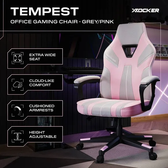 X Rocker Tempest Pink & Grey Office Gaming Chair 2