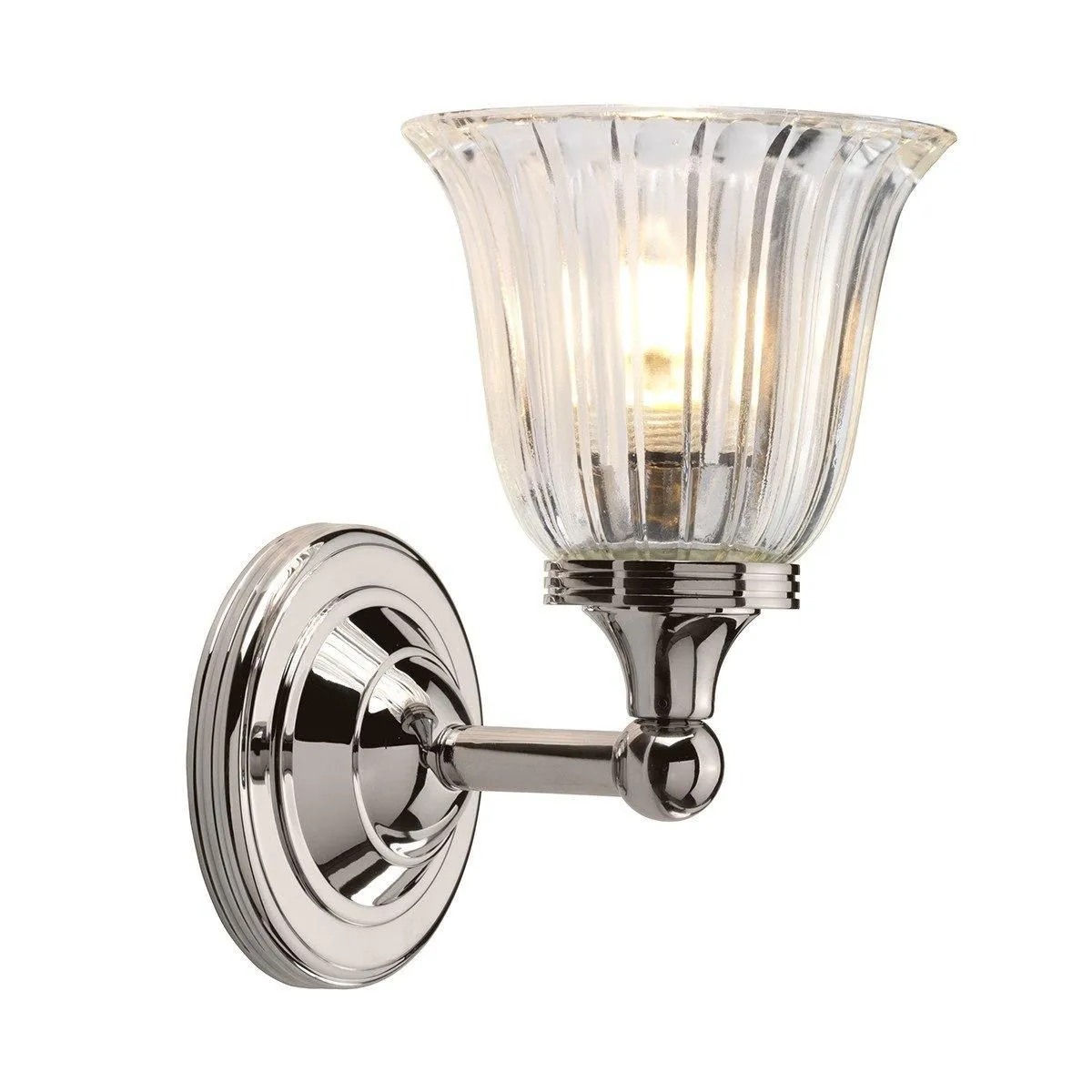 Netlighting Austen 1 Light Bathroom Wall Light Polished Nickel IP44 G9 in Grey