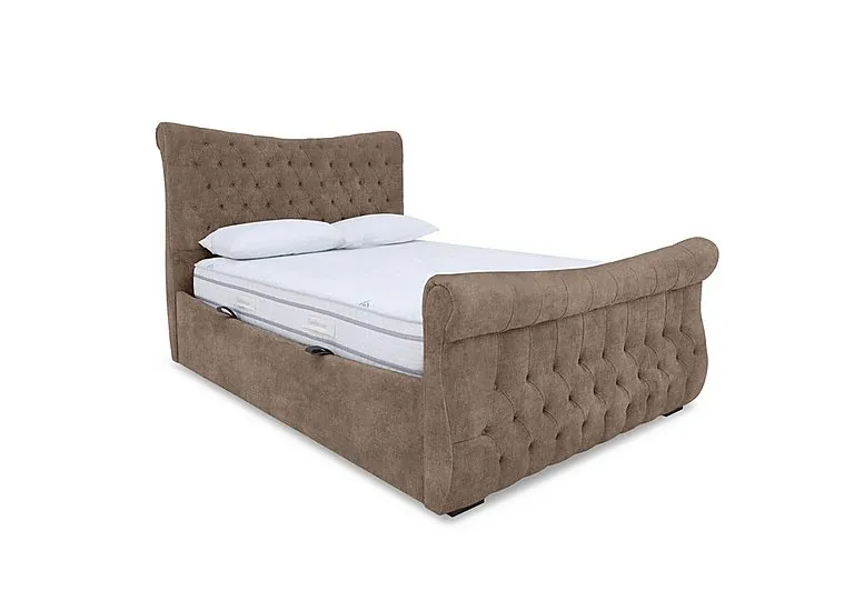Lance Left Hand Side Opening Ottoman Bed Frame - Super King - Lace Caramel