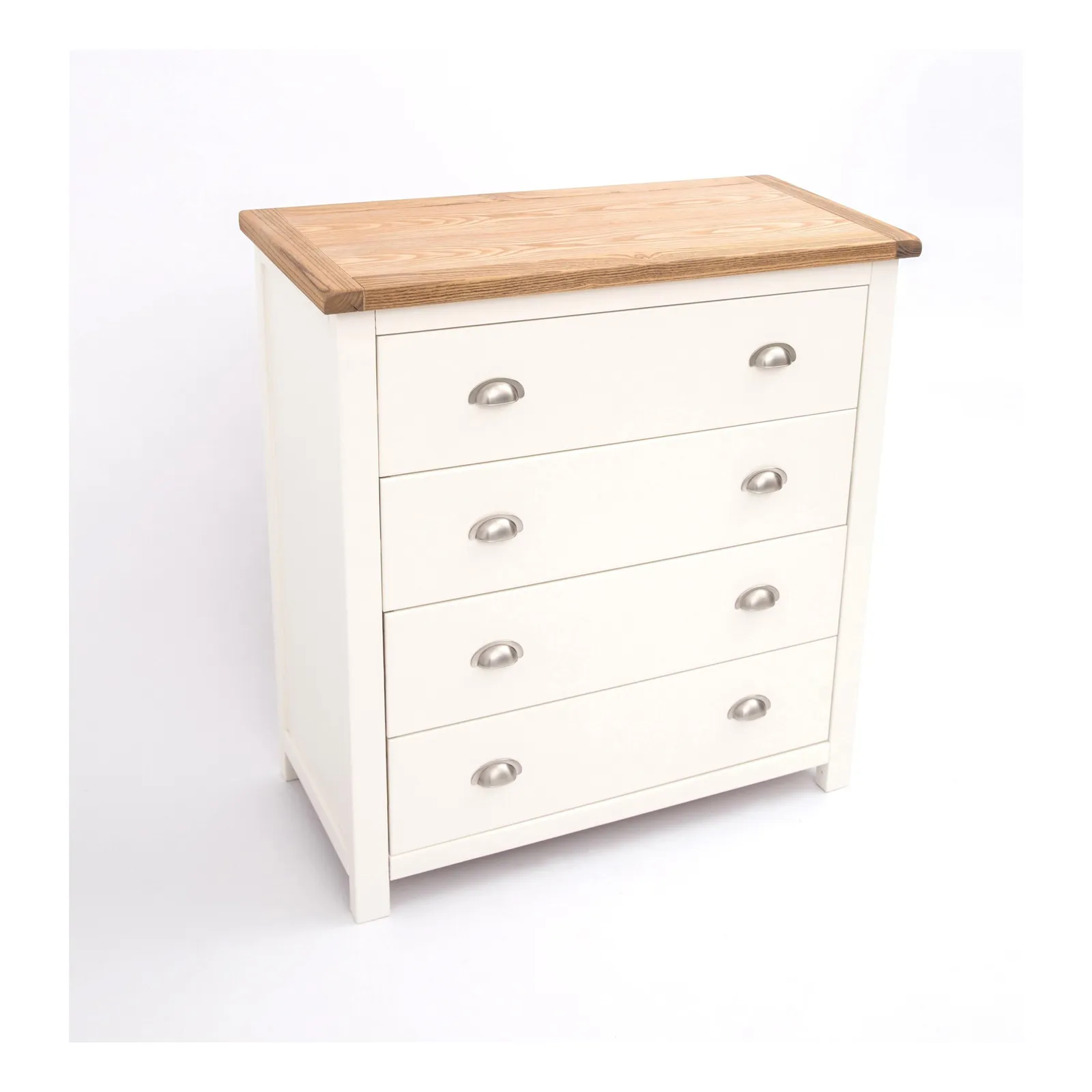 Cabinet Bits Lovere 4 Drawer Chest of Drawers Chrome Cup Handle in Off-White 3