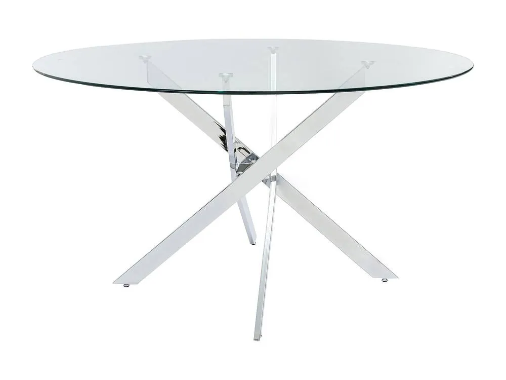 Vente-unique 4-Seater Round Dining Table - Tempered Glass & Chromed Metal in Clear 5