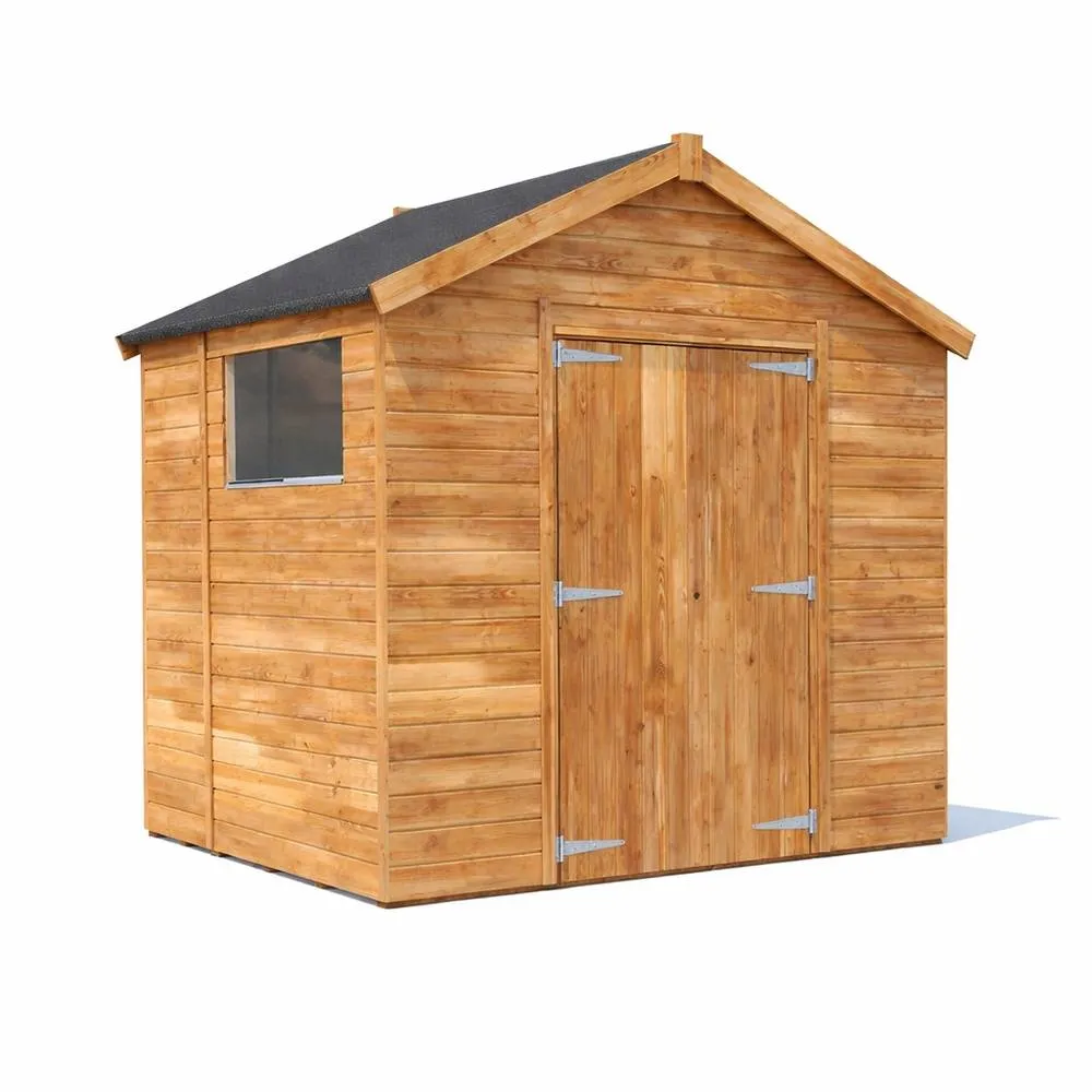 Dunster House Wooden Shed 2.4 x 1.8m (6' x 4') 12mm Window Apex - Overlord Modular in Brown