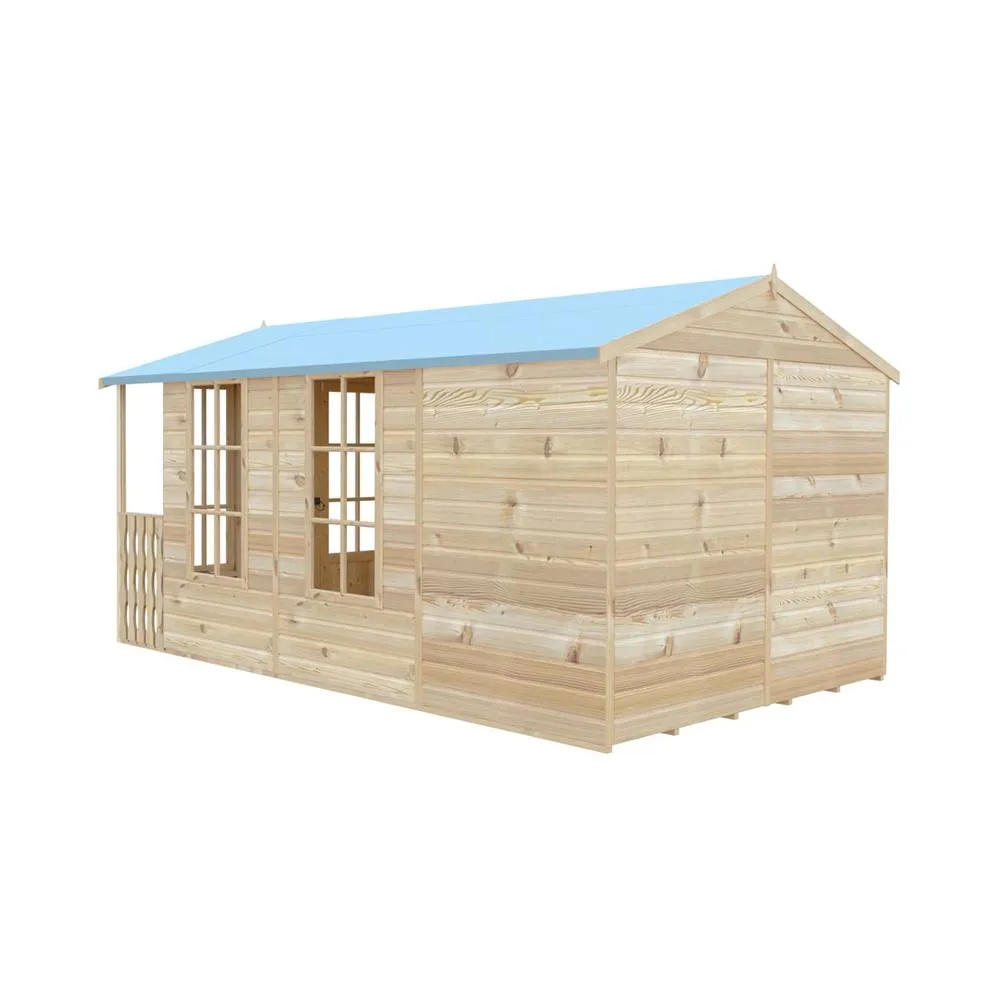 Shires Delmora 8x14 Shiplap Summerhouse with Veranda - L4186xW2456xH2174 mm in Light Brown 5