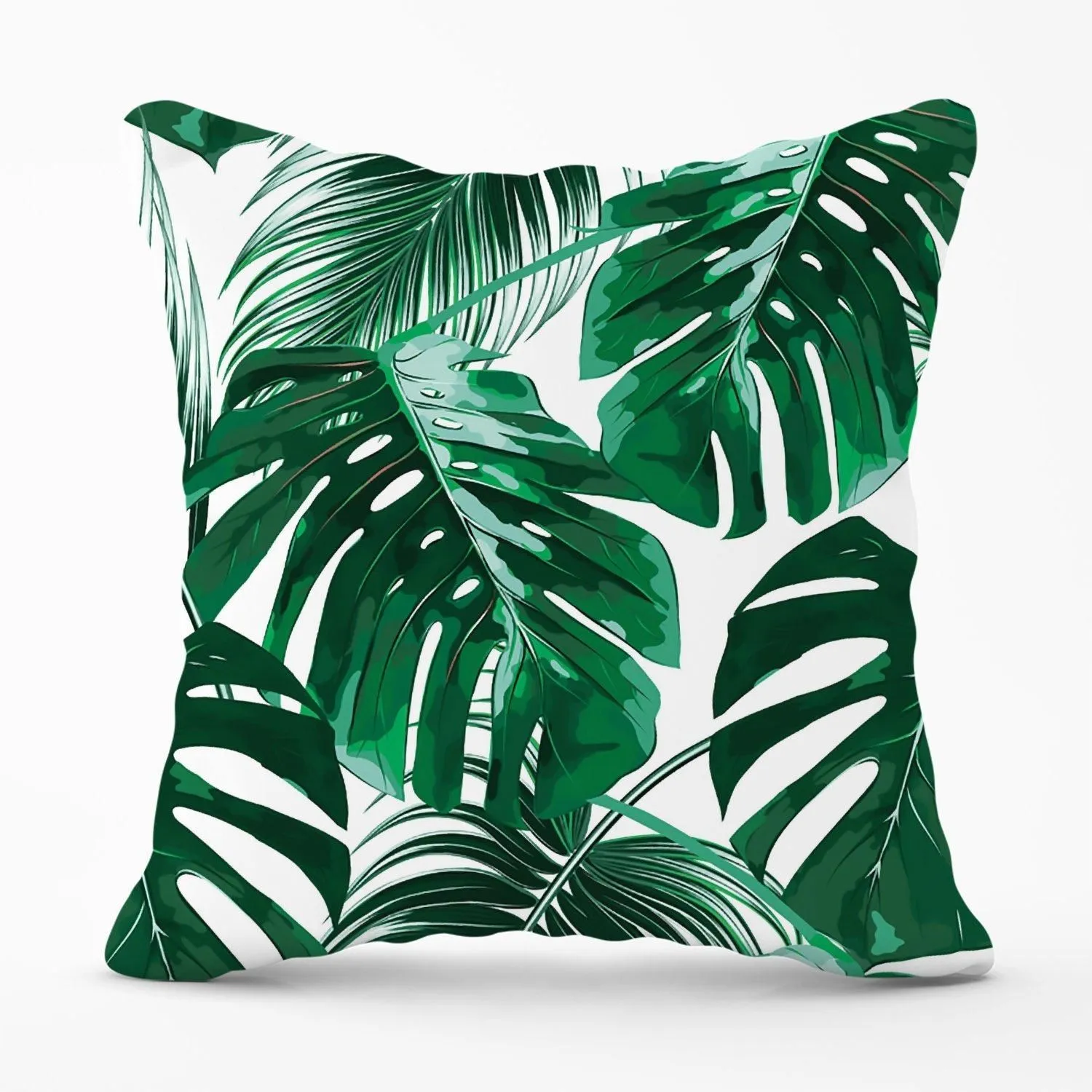 Warren Reed - Designer Tropical Jungle Leaf Pattern Outdoor Cushion in Green