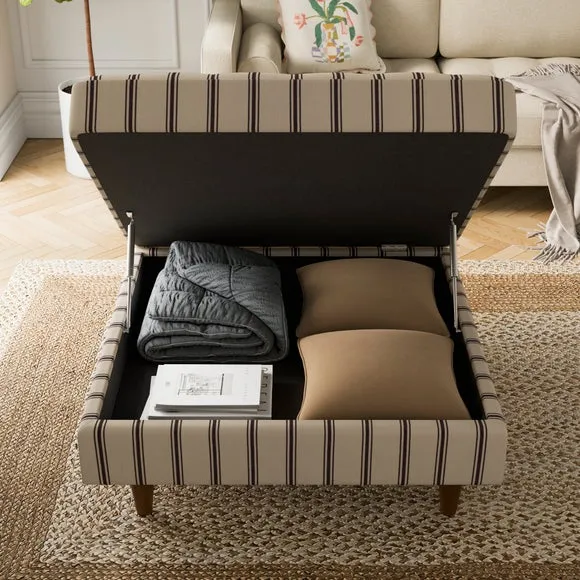 Zoe Folkstone Stripe Square Storage Footstool 3