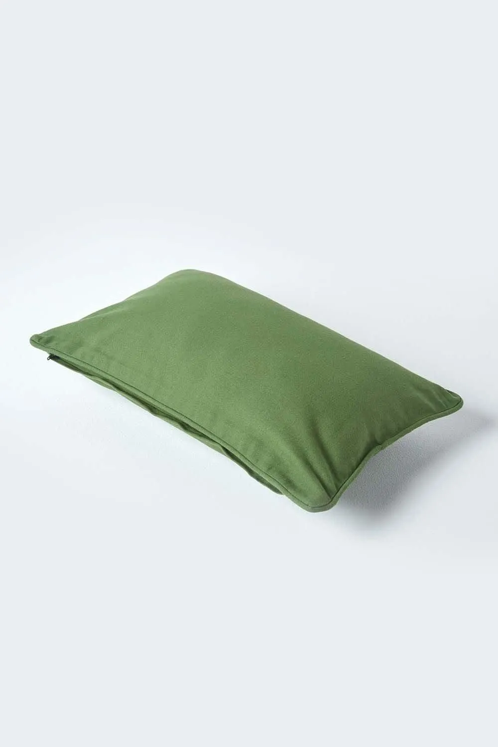 Homescapes Cotton Plain Cushion Cover in Olive 3