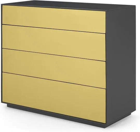 Jena Chest of Drawers, Grey Mango Wood and Brushed Brass 