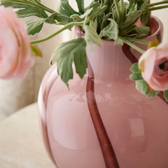 Pink Striped Swirl Glass Vase 2