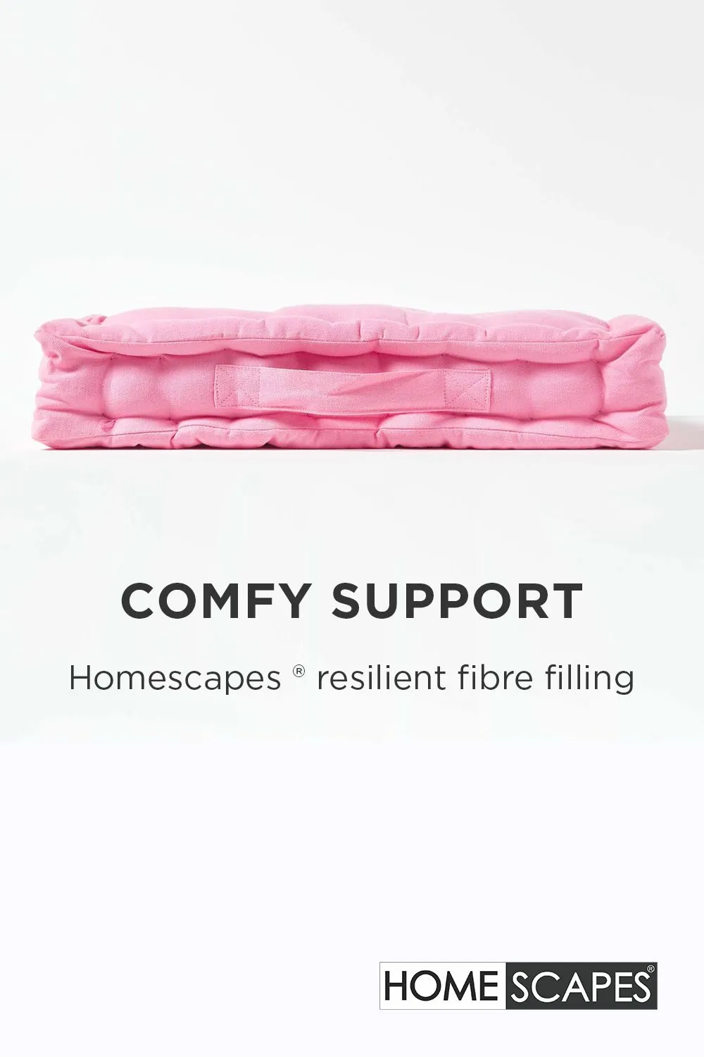 Homescapes Plain Cotton Floor Cushion in Pink 4