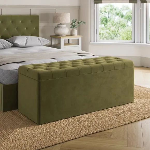 Emberly Velvet End of Bed Storage Ottoman