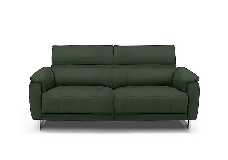 Moet 3 Seater Leather Power Recliner Sofa with Telescopic Headrests - Oslo Pine