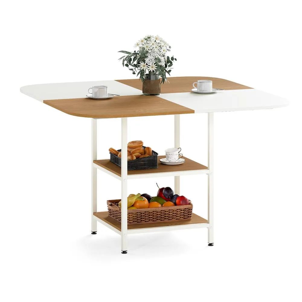 Costway 120 cm Modern Dining Table with Mix-colored Tabletop in Khaki