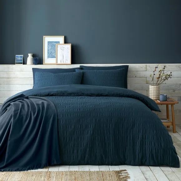 Aria Seersucker 100% Cotton Duvet Cover & Pillowcase Set