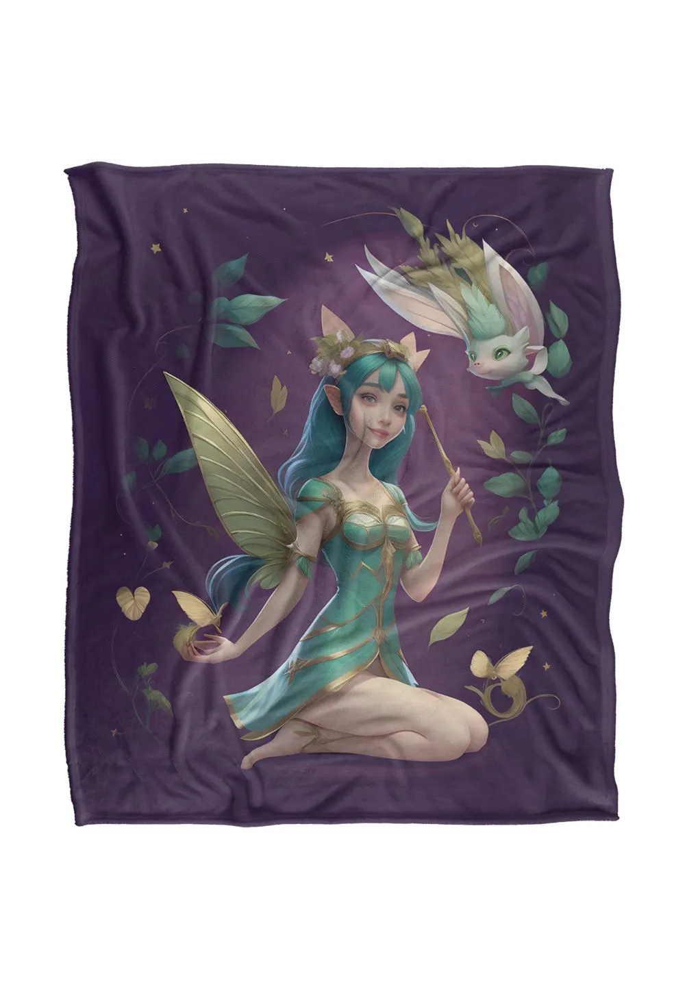 JQ Licensing James Piazza Fairy With Blue Hair Silky Touch Super Soft Throw Blanket 152 X 127 cm in White
