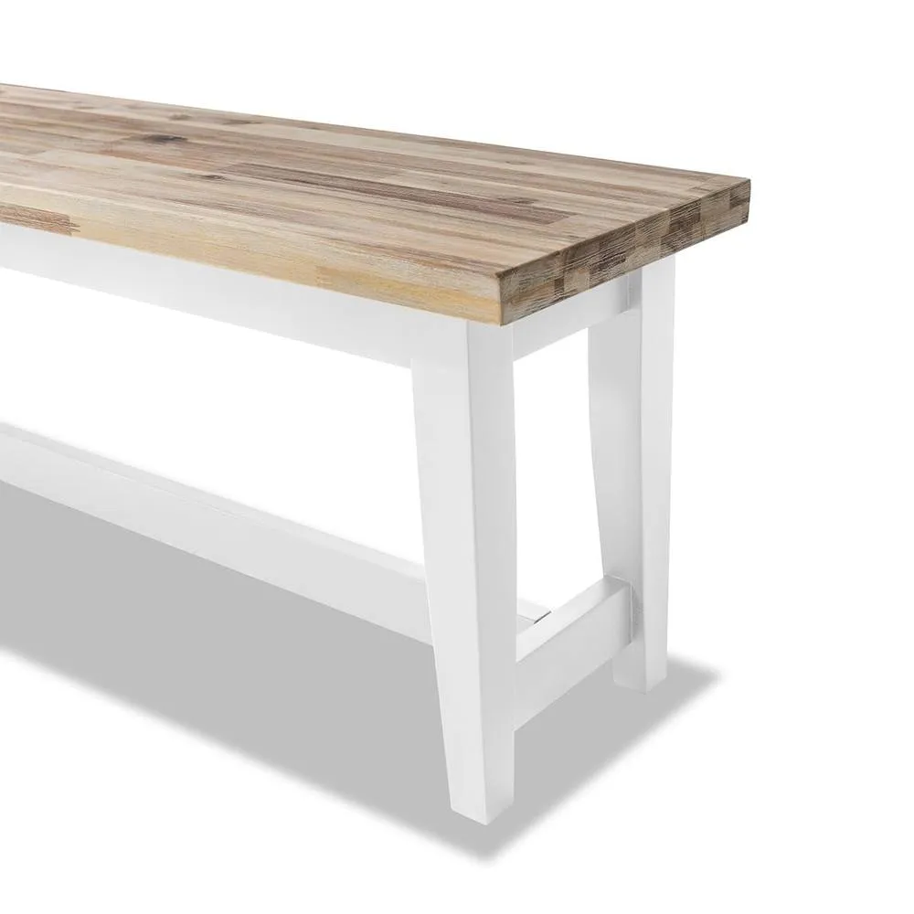 Statement Furniture Florence Solid Acacia Hardwood Dining Bench 120cm in White 4