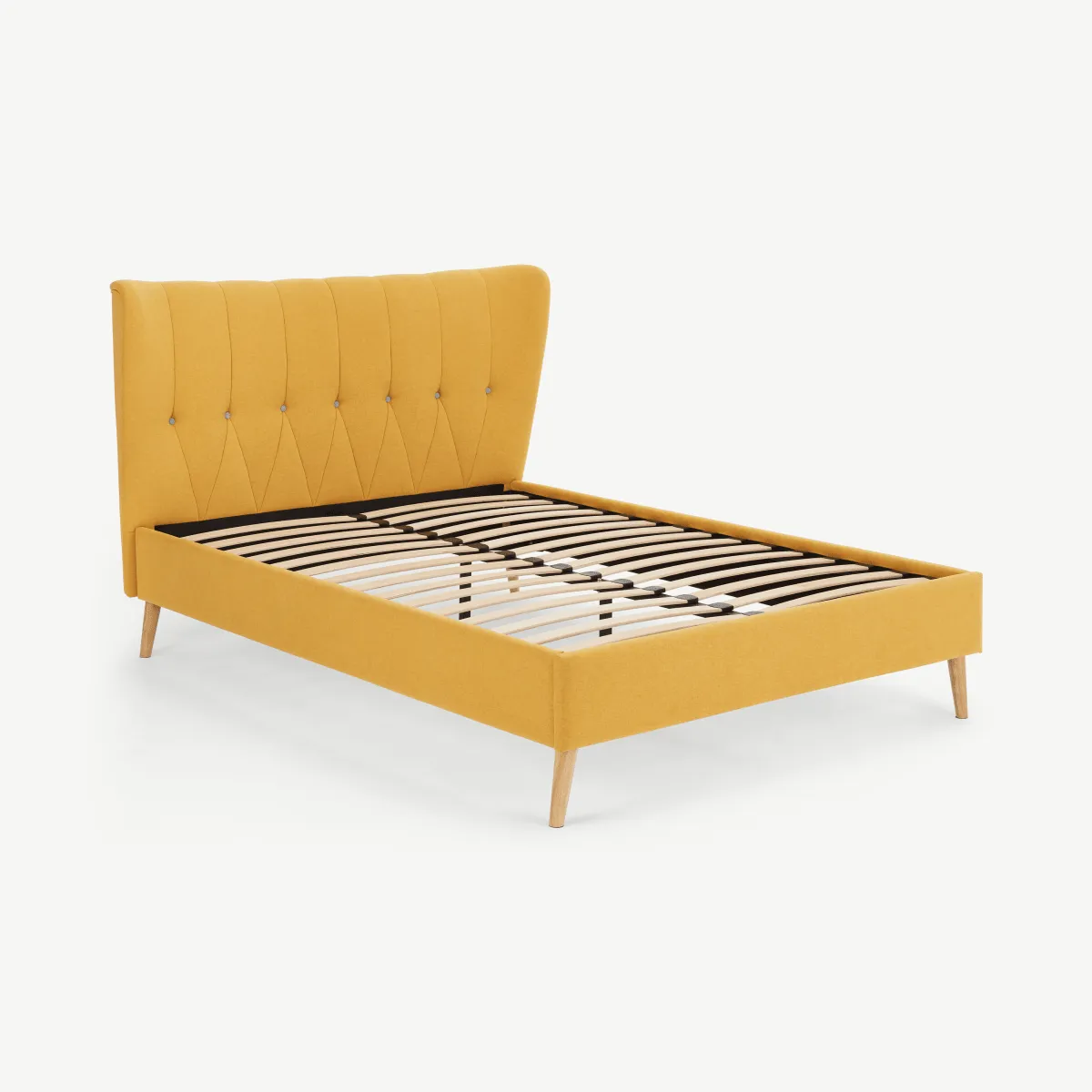 Charley Double Bed, Yolk Yellow & Oak Stain Legs