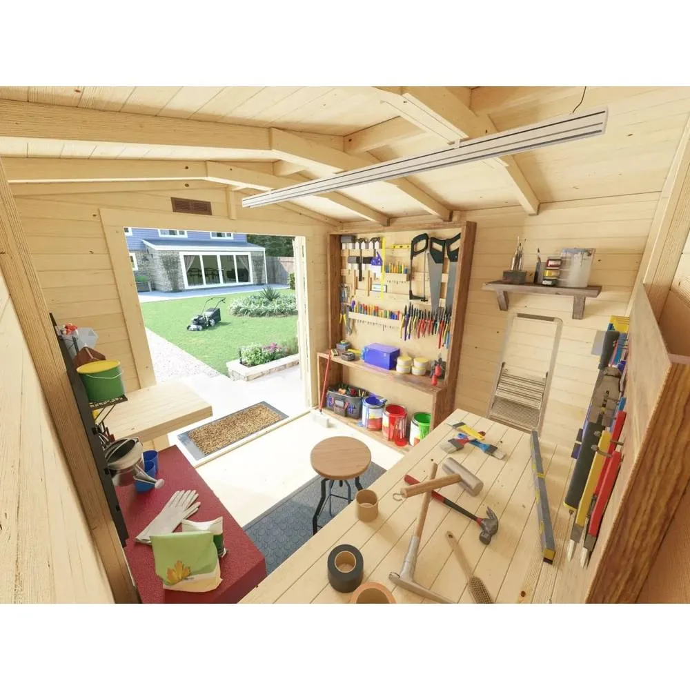 Dunster House Tubby Log Cabin Work Shed 8x8 ft (2.4x2.4m) with Superfelt Roof in Natural 5