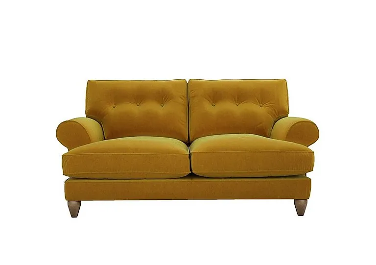 Bronwyn 2.5 Seater Fabric Classic Back Fibre Fill Sofa With Washed Oak Feet - Golden Spice