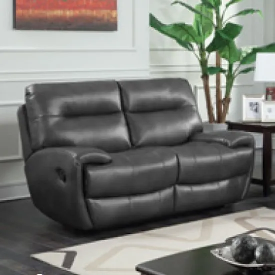 Orionis LeatherGel And PU Recliner 2 Seater Sofa In Grey