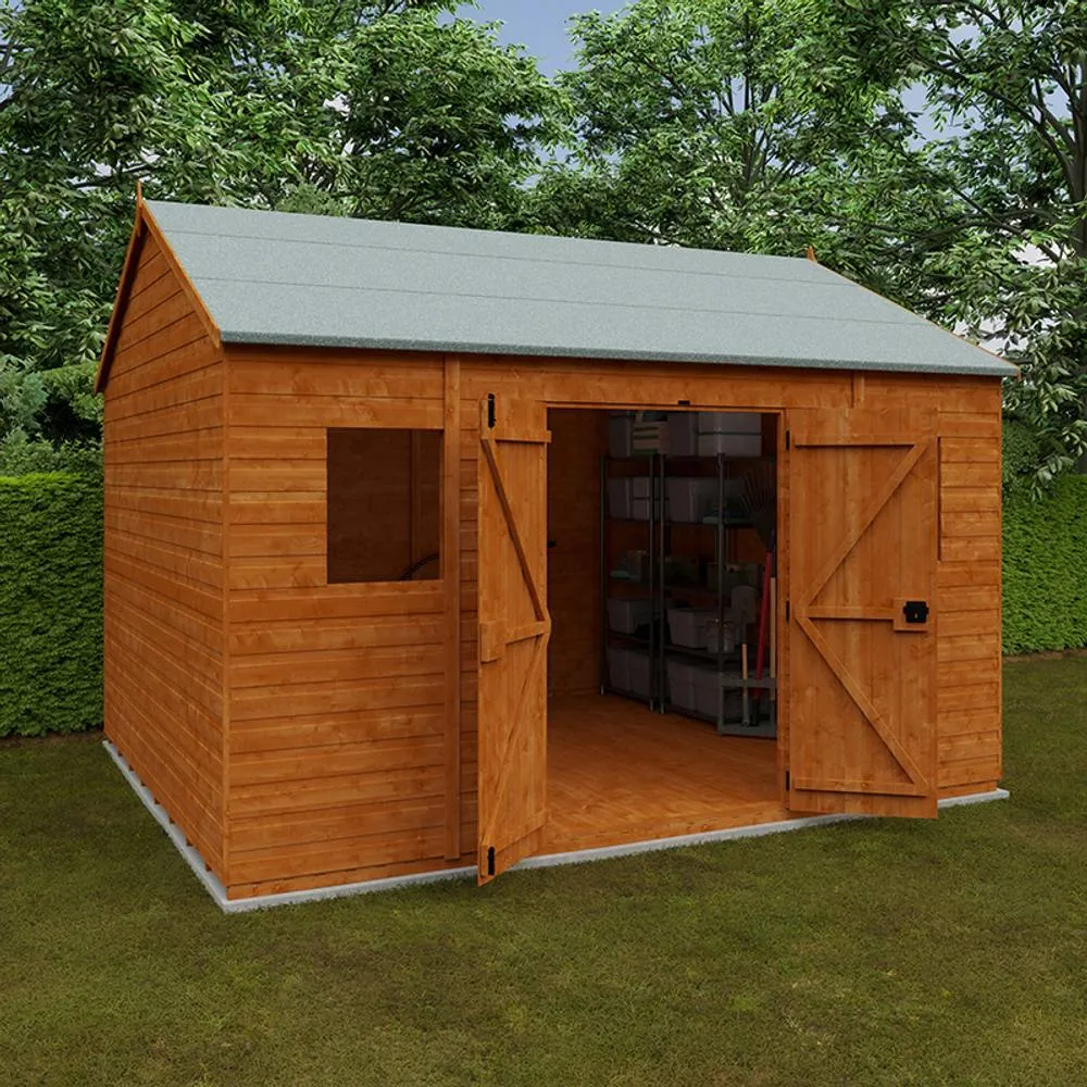 Buttercup Farm 12 x 10 Feet Workman Apex 12mm Shed - Solid Wood/Softwood/Pine in Burnt Orange 3