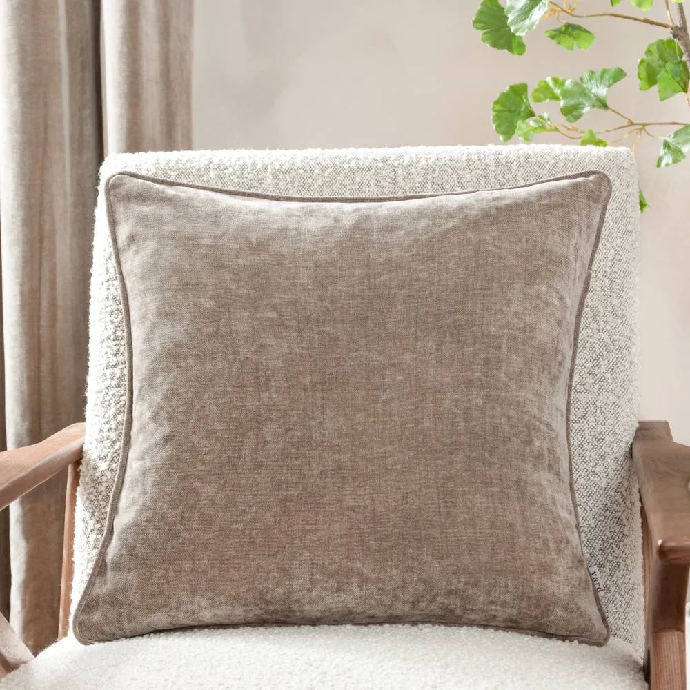 Yard Heavy Chenille Woven Piped Cushion in Beige 1