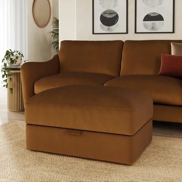 Hattie Matte Plush Velvet Storage Footstool 1