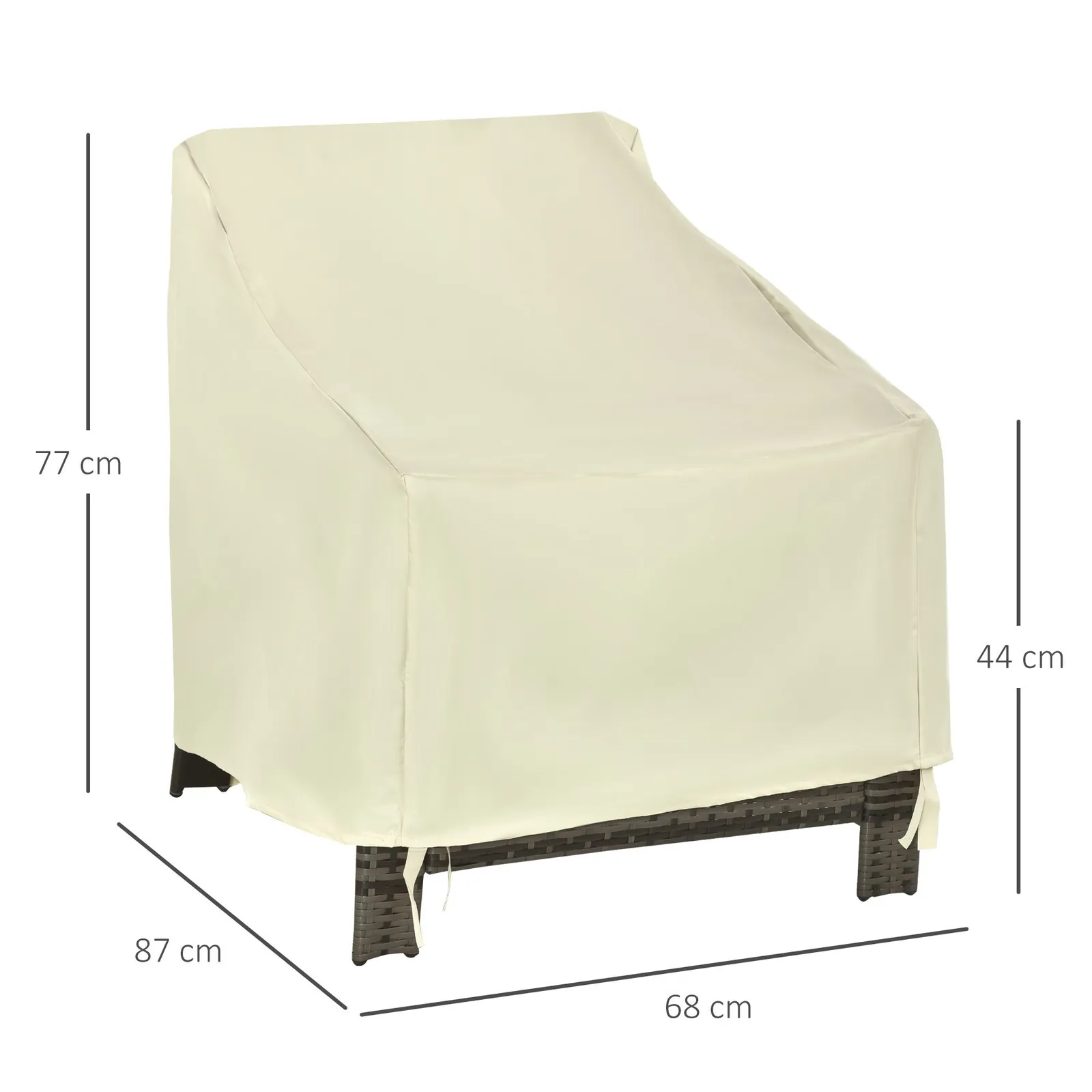 OUTSUNNY Furniture Cover Single Chair Protector 600D Oxford 68x87x44-77cm in Beige 3