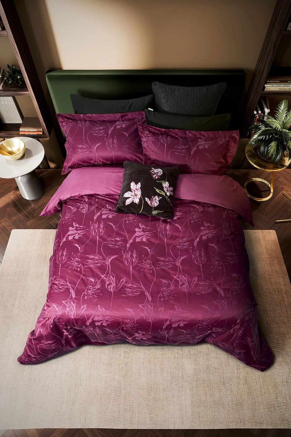 Ted Baker 'Tulips Jacquard' Cotton Velvet Cushion in Black 3