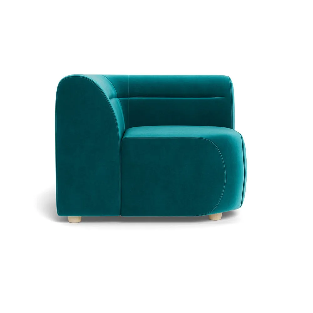 Heal's Lilli Connecting Corner Unit Smart Velvet Petrol Natural Beech Feet