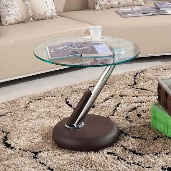 Tokyo Clear Glass Top Lamp Table In Brown