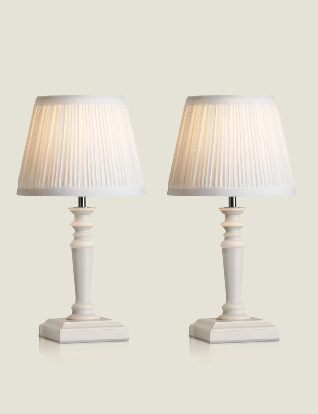 Laura Ashley Set of 2 Tate Wooden Table Lamps White