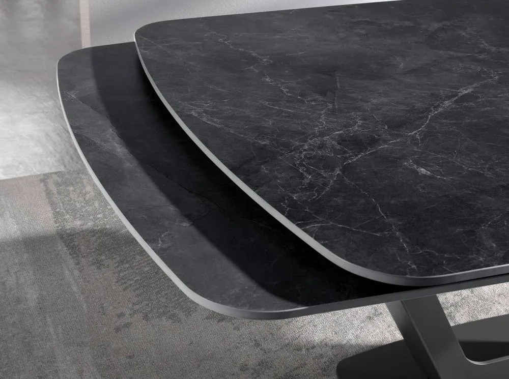 Angel Cerda Oval Extending Dining Table, Porcelain Marble Top in Black 5