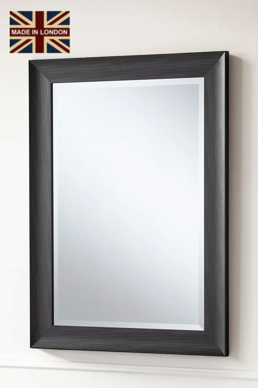 Yearn Mirrors Charcoal Grey Scooped Framed Mirror 117x91.5cm