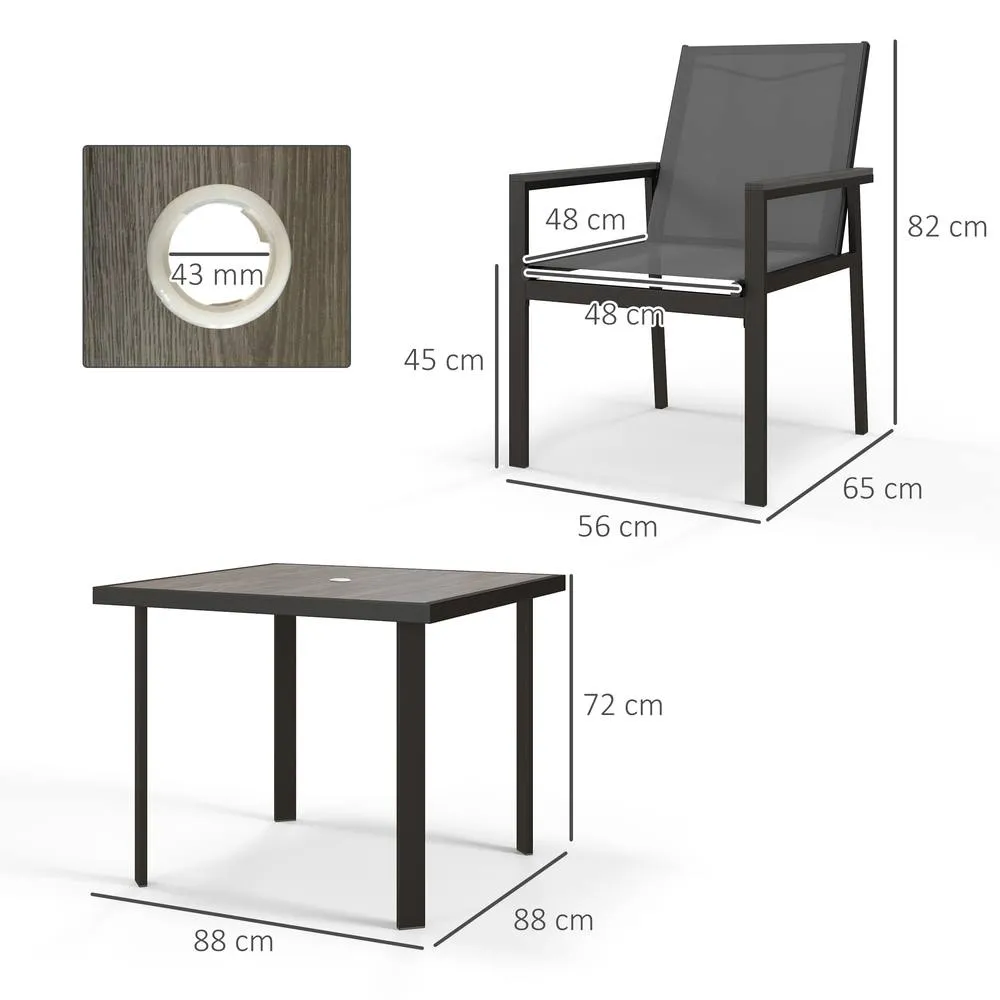 OUTSUNNY 5 Pieces Outdoor Dining Table & 4 Armchairs, Garden Dining Set, Grey 3