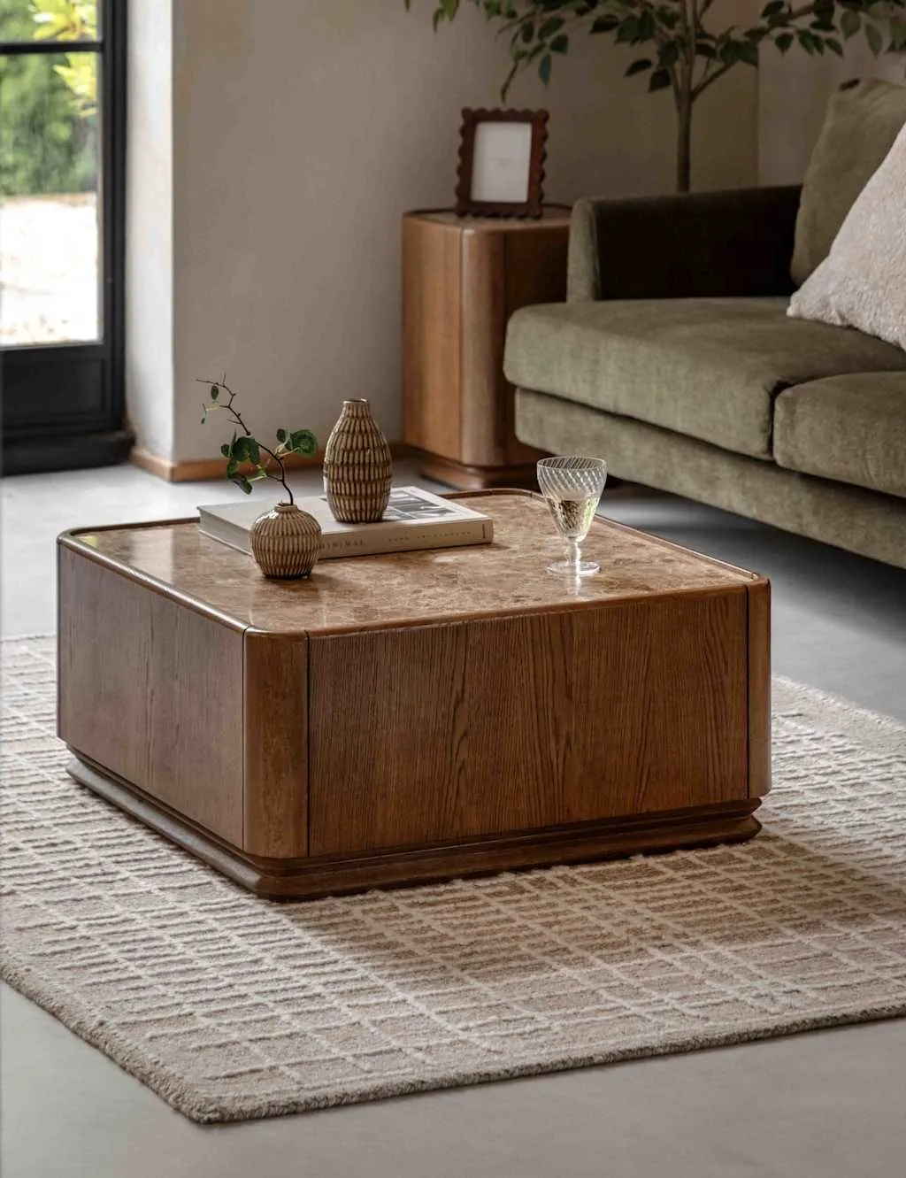 Gallery Direct Dempsey Marble Top Coffee Table Brown Mix