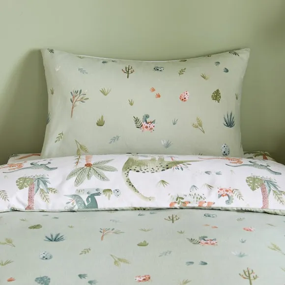 Catherine Lansfield SleepySaurus Brushed Cotton Duvet Cover & Pillowcase Set 4