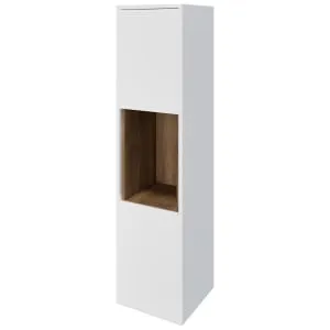 Wickes Nexus Matt White & Natural Halifax Oak Wall Hung Tower Unit - 1400 x 350mm