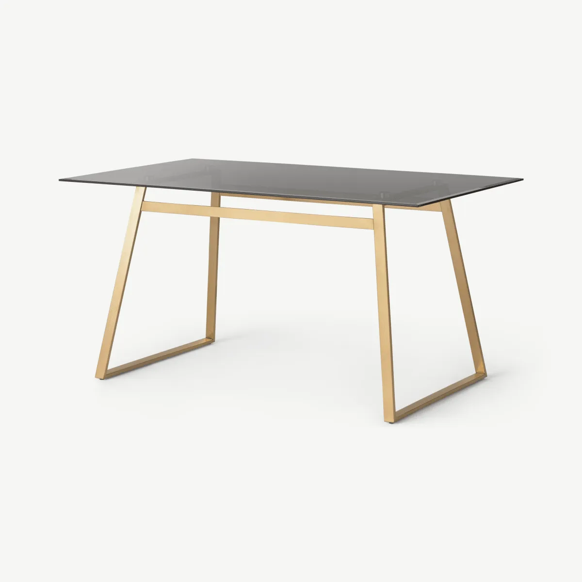 Haku 6 Seat Dining Table, Brass and Smoked glass