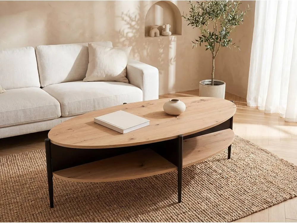 Vente-unique Coffee Table With 4 Niches In MDF & Metal - Light Naturalcolour and in Black 3
