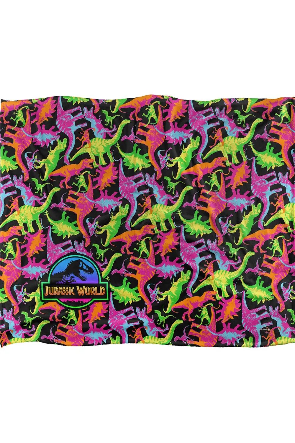 NBCU Jurassic World Neon Dino Pattern Super Soft Throw Blanket 152 X 127 Cm