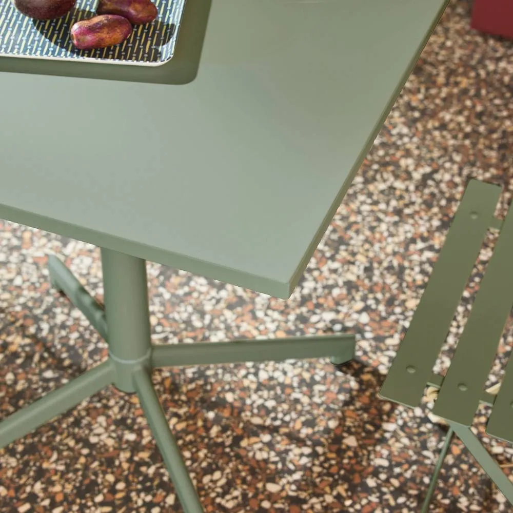 sweeek Square folding metal garden table + 2 seats in Light Green 6