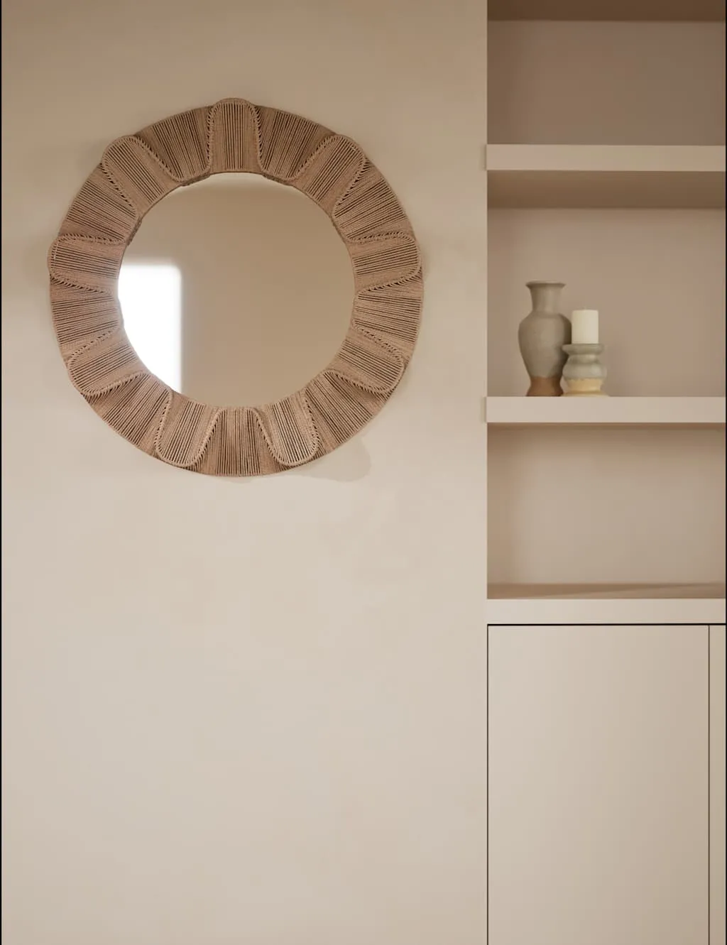 M&S Jute String Round Mirror Natural
