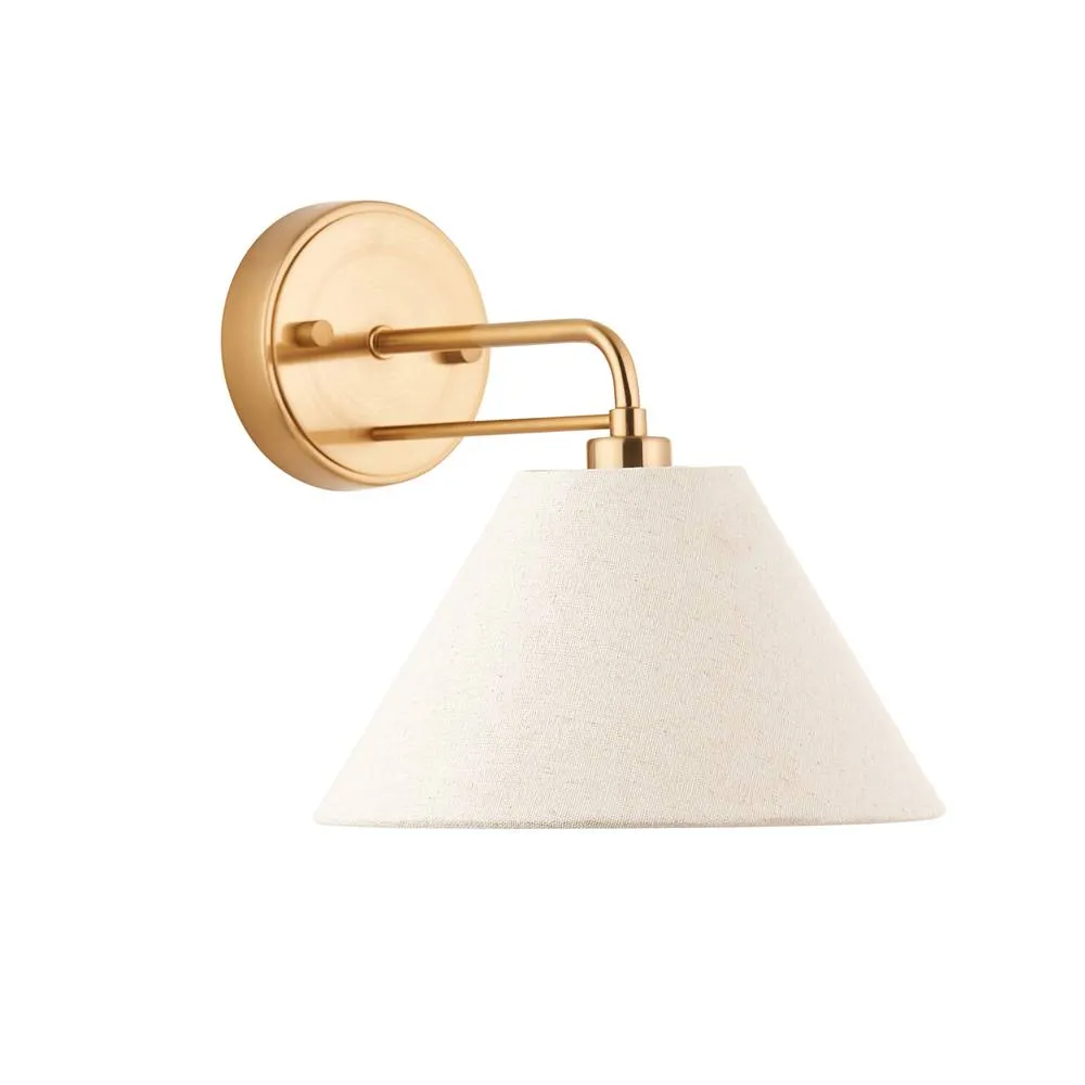 Netlighting Wallbridge Dome Wall Lamp Brushed Aged Brass Natural Linen in Gold 6