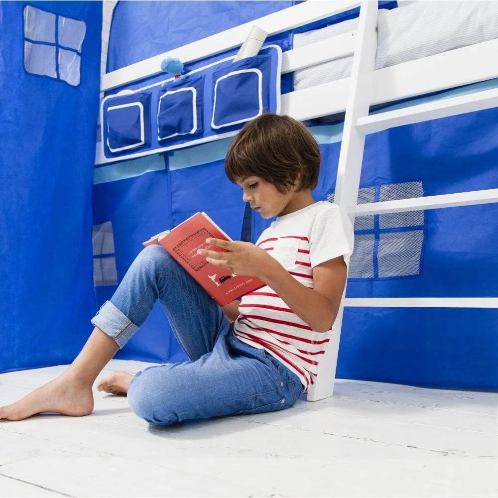 Nöa and Nani Moro Cabin Bed Midsleeper with Slide & Blue NW Package in White 3