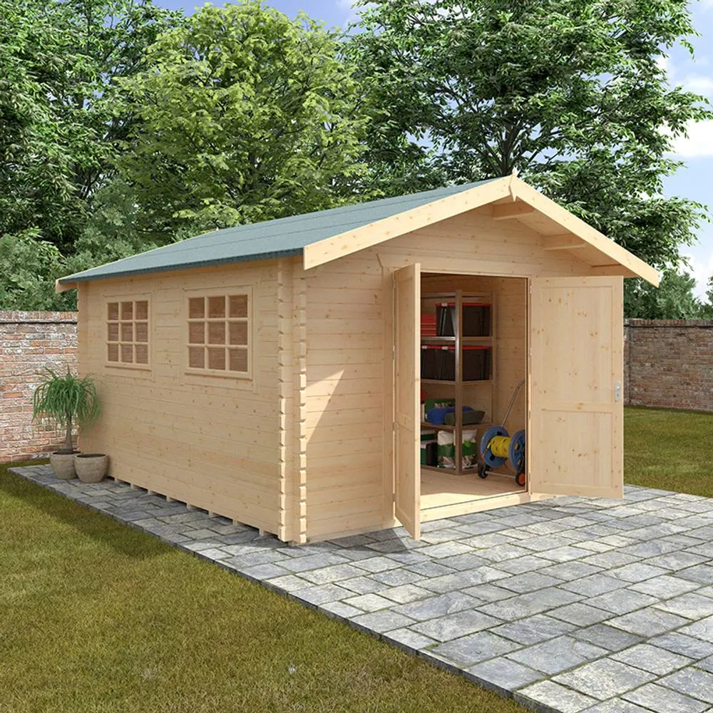 Buttercup Farm 14x12w Marlborough Plus 44mm Cabin - L415 x W355 x H271.9 cm in Natural 3
